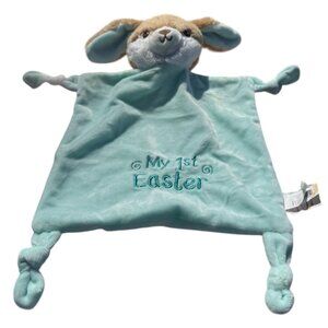 My First Easter Bunny Rabbit TEAL Lovey Plush Baby Nursery Security Blanket Toy